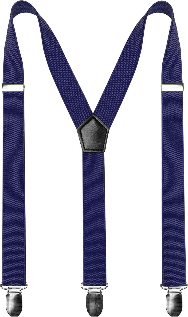 RBOCOTT Mens Solid Color Suspender with 3 Cilps Adjustable Braces - Image 1